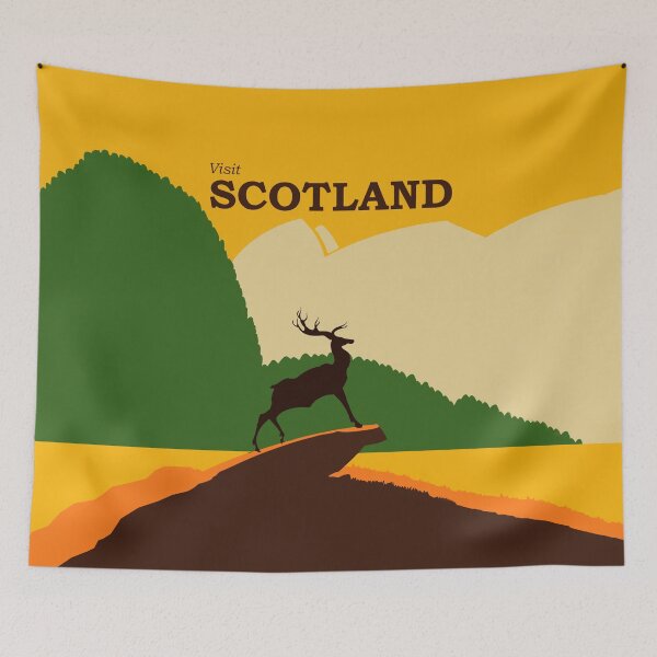 Item preview, Vintage, Visit Scotland poster with stag at bay. designed and sold by EdgyEdgeArt.