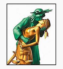 Lady Liberty and Justice Kiss Photographic Print