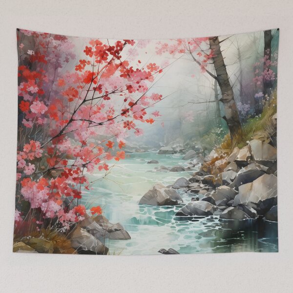 Item preview, River cascades through the beautiful woods at sunset 12 designed and sold by Art by Lilia.
