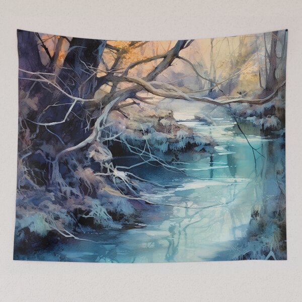 Item preview, River cascades through the beautiful woods at sunset 13 designed and sold by Art by Lilia.