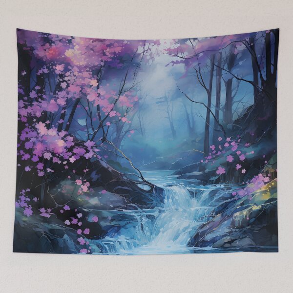 Item preview, River cascades through the beautiful woods at sunset 14 designed and sold by Art by Lilia.