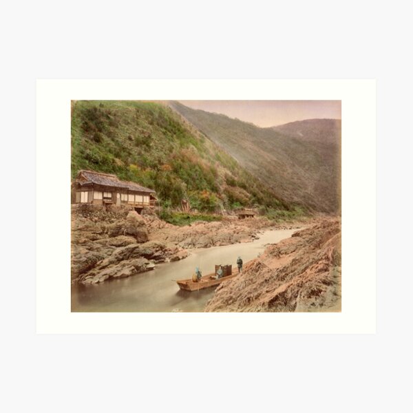 View of rapids, Kyoto Art Print