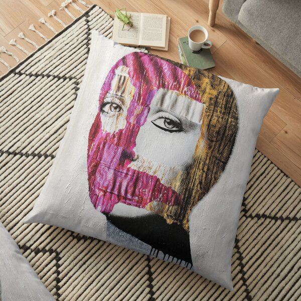 Woman with her Head Wrapped in Silk Floor Pillow