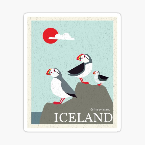 Iceland Vintage Travel Poster Sticker