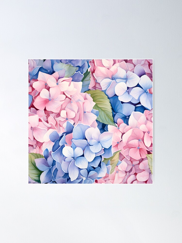 Hydrangea Harmony: Seamless Floral Elegance Poster for Sale by PattiArt22