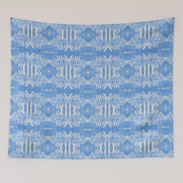 Item preview, Conjoined Fern Leaf Monoprint Pattern Blue designed and sold by vallisrowe.