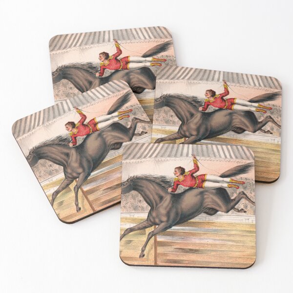 Item preview, STK501910A-Vintage print of a circus performer riding a vaulting horse bareback. designed and sold by StocktrekImages.