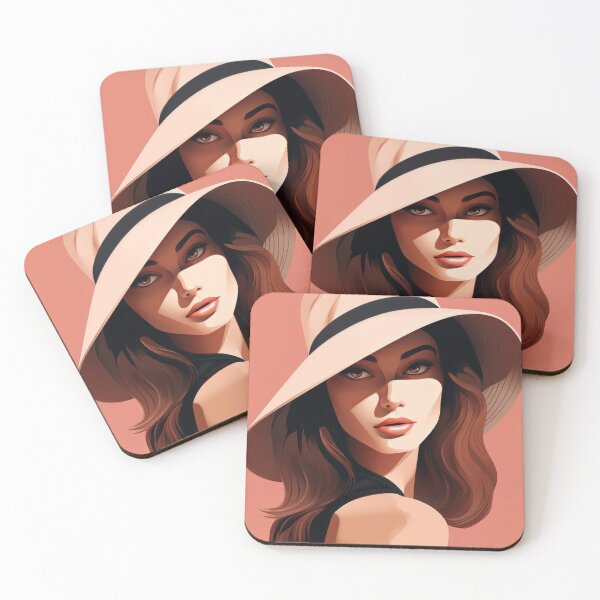 Item preview, Warm Toned Minimalist Hat Lady Print designed and sold by feiyanggu.