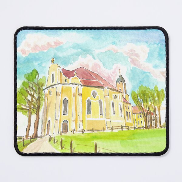 Artikelvorschau, Blick auf die berühmte Wieskirche und Wallfahrtsort in Bayern entworfen und verkauft von artshop77.