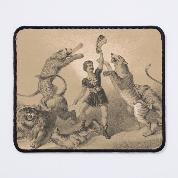 Item preview, STK501914A-Vintage print of a circus performer standing among animals. designed and sold by StocktrekImages.