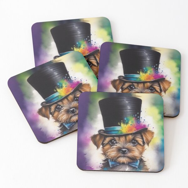Item preview, Border Terrier Puppy Portrait With Top Hat designed and sold by Wolfheartart.