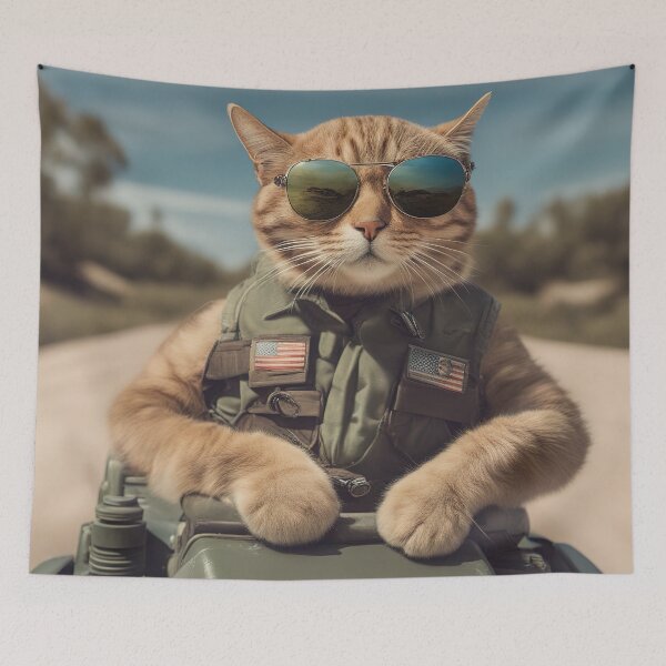 Item preview, Army cat soldier riding a tank designed and sold by RK - Shop.