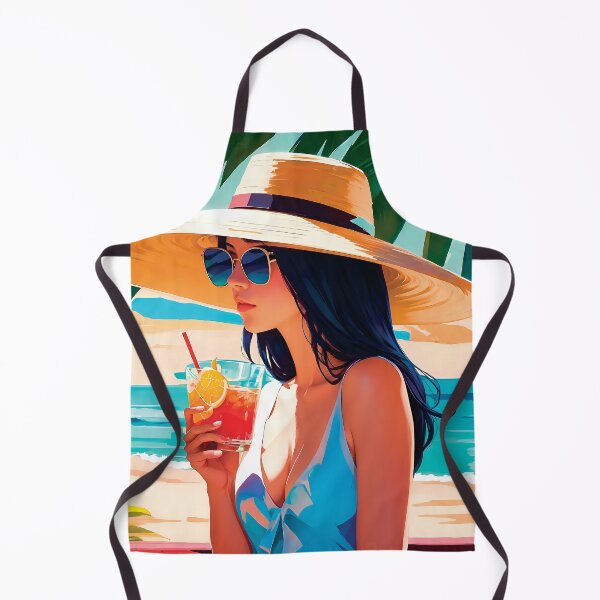 Item preview, Stylish Vacation Girl In Summer Dress Enjoying Holidays On A Beach Drinking Under A Palm Tree Simplistic Poster designed and sold by TriniTeeClub.