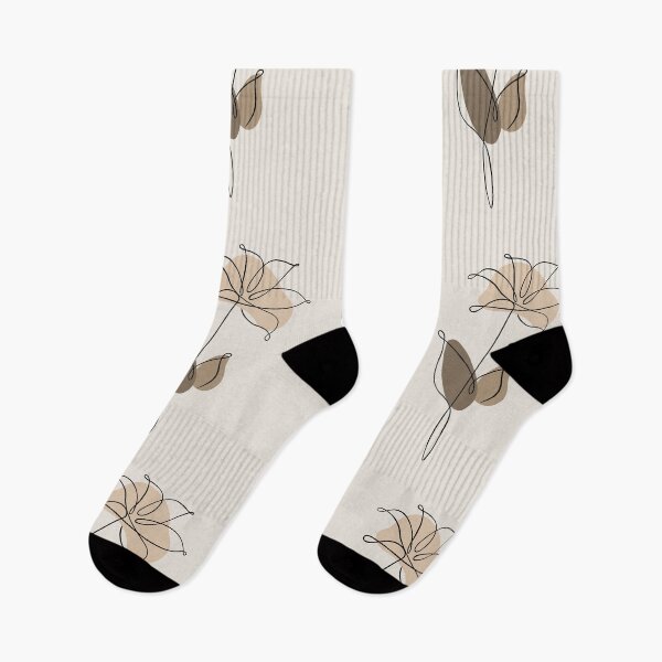 Item preview, One Line Drawing Beige Aesthetic Lily Flower designed and sold by art-by-soma.
