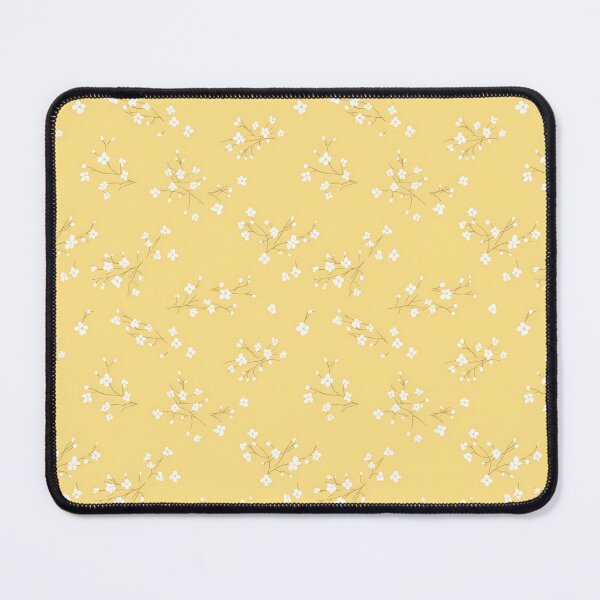 Item preview, Pale lemon yellow background with white tiny ditsy flower pattern designed and sold by anass002.