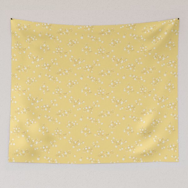 Item preview, Pale lemon yellow background with white tiny ditsy flower pattern designed and sold by anass002.