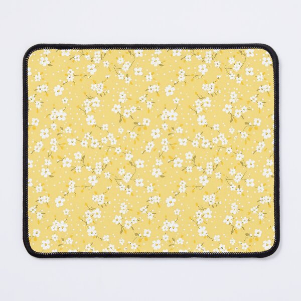 Item preview, Pale lemon yellow background with white tiny ditsy flower pattern designed and sold by anass002.