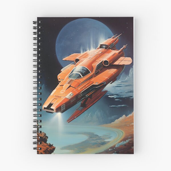 Item preview, Orange Retro Futuristic Space Fighter Explores a Rocky Desert Planet designed and sold by Je-we.