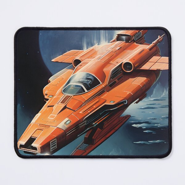 Item preview, Orange Retro Futuristic Space Fighter Explores a Rocky Desert Planet designed and sold by Je-we.