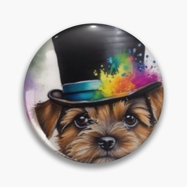 Item preview, Border Terrier Puppy Portrait With Top Hat designed and sold by Wolfheartart.