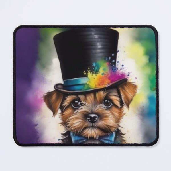 Item preview, Border Terrier Puppy Portrait With Top Hat designed and sold by Wolfheartart.