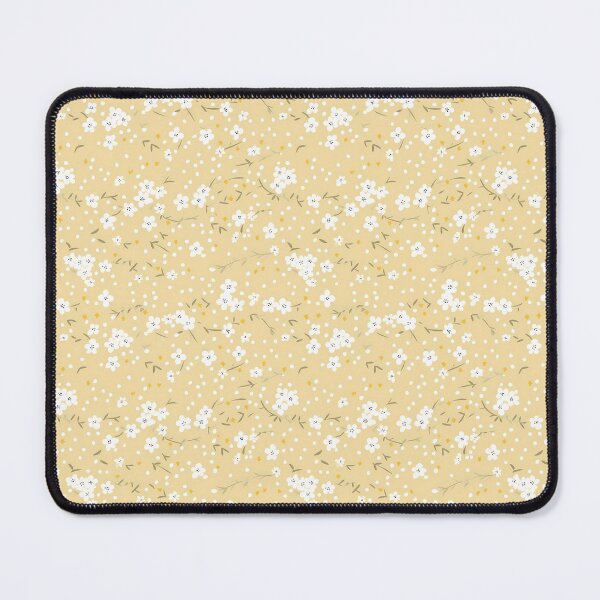 Item preview, Pale lemon yellow background with white tiny ditsy flower pattern designed and sold by anass002.