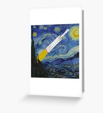Falcon Heavy On a Starry Night Greeting Card