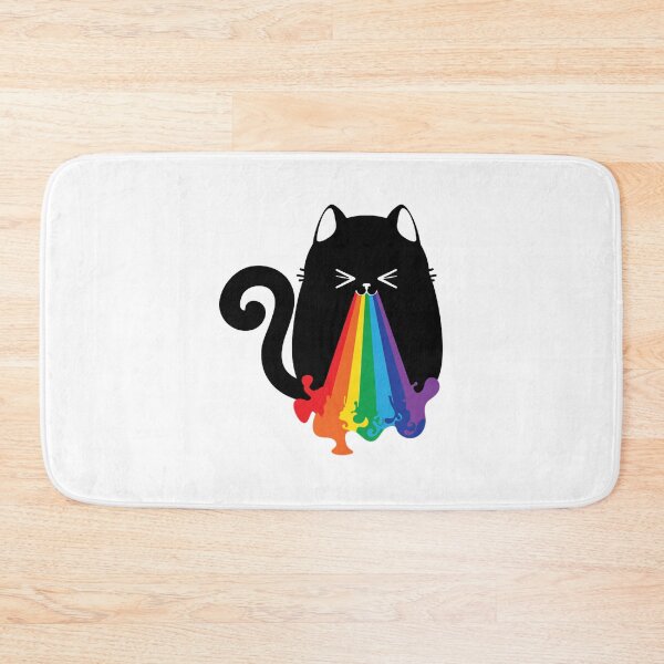 Item preview, Black cat throwing up rainbow designed and sold by CeceYeric.