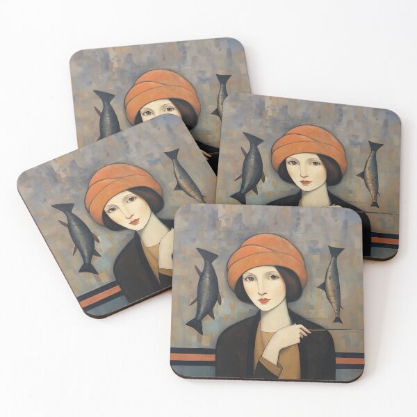 Item preview, Woman in Orange Hat w Strange Creatures designed and sold by YoPedro.