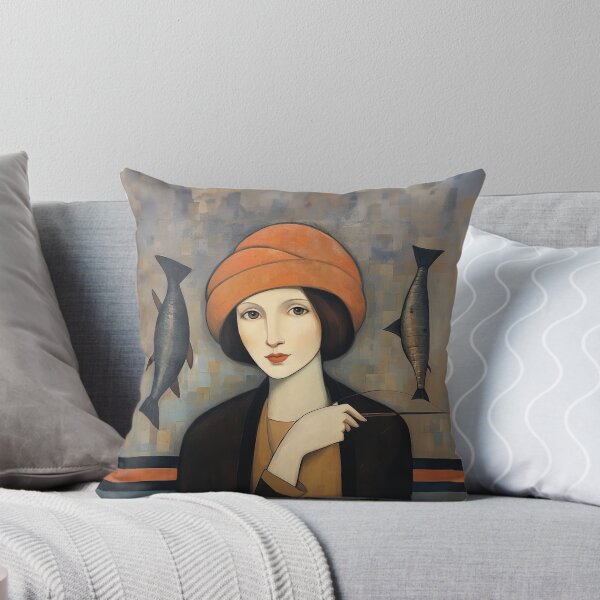 Item preview, Woman in Orange Hat w Strange Creatures designed and sold by YoPedro.