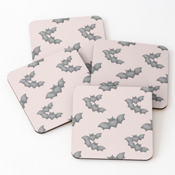 Item preview, Cute Bats for Halloween on Pink Background | Watercolor Flying Bats designed and sold by GlobalGraphics.