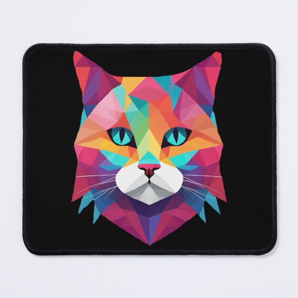 Item preview, Geometrical Cat, vibrant with blue eyes  designed and sold by BirdsnStuff.