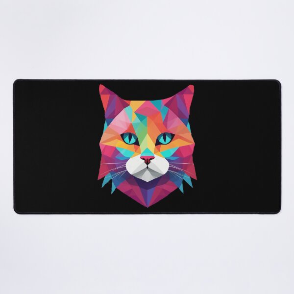 Item preview, Geometrical Cat, vibrant with blue eyes  designed and sold by BirdsnStuff.