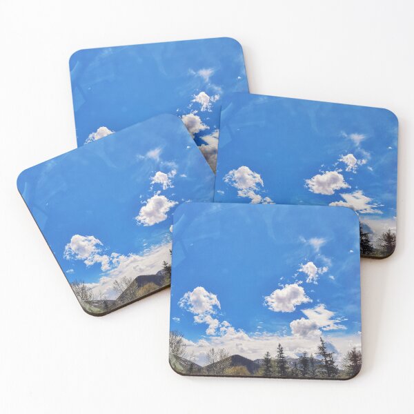 Item preview, Sky with white clouds and pine trees designed and sold by Mel Moreno.