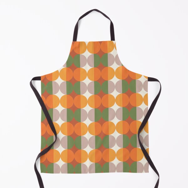 Item preview, Psychedelic Fusion: Vintage Geometric Circles and Vertical Stripes - moss green, orange designed and sold by Arubi-Art.