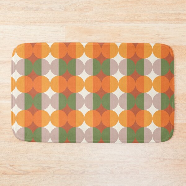 Item preview, Psychedelic Fusion: Vintage Geometric Circles and Vertical Stripes - moss green, orange designed and sold by Arubi-Art.
