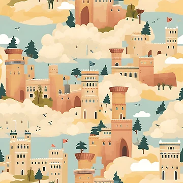 Artwork thumbnail, Castles Pattern 25 - Spain by DigitalPatternx