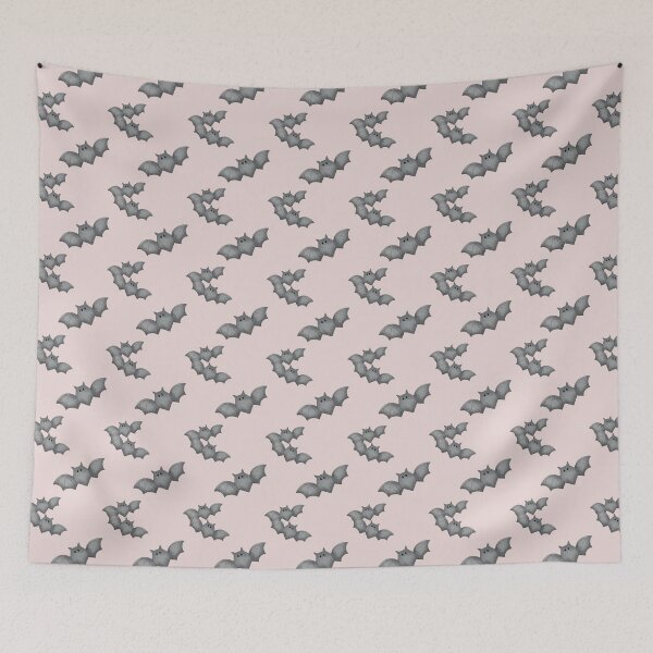 Item preview, Cute Bats for Halloween on Pink Background | Watercolor Flying Bats designed and sold by GlobalGraphics.