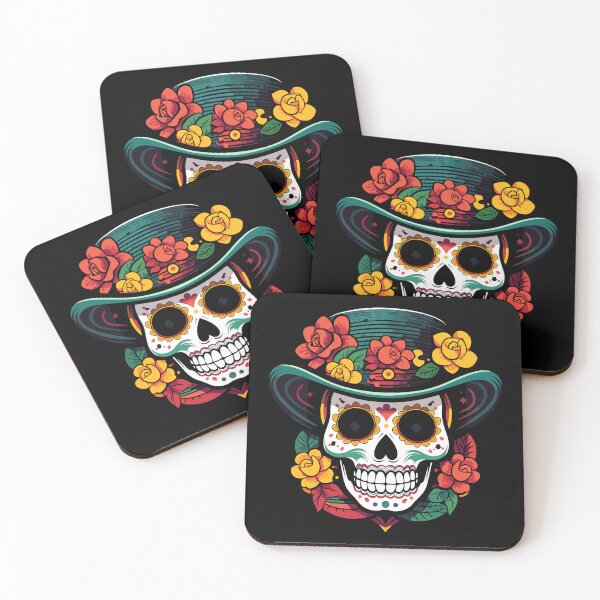 Item preview, Day of Dead mexican skull with flowers and hat designed and sold by LatinoPower.