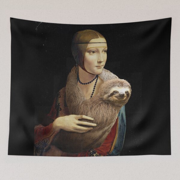 Item preview, Lady with a Sloth - Print / Home Decor / Wall Art / Poster / Gift / Birthday / Sloth Lover Gift / Animal print designed and sold by Furry And  Purry.