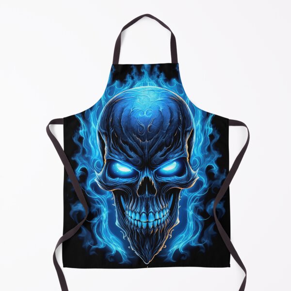 Item preview, Flaming Blue Skull with Glowing Eyes in Dark Atmosphere designed and sold by Vinson-MFG.
