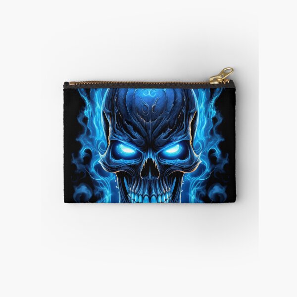 Item preview, Flaming Blue Skull with Glowing Eyes in Dark Atmosphere designed and sold by Vinson-MFG.
