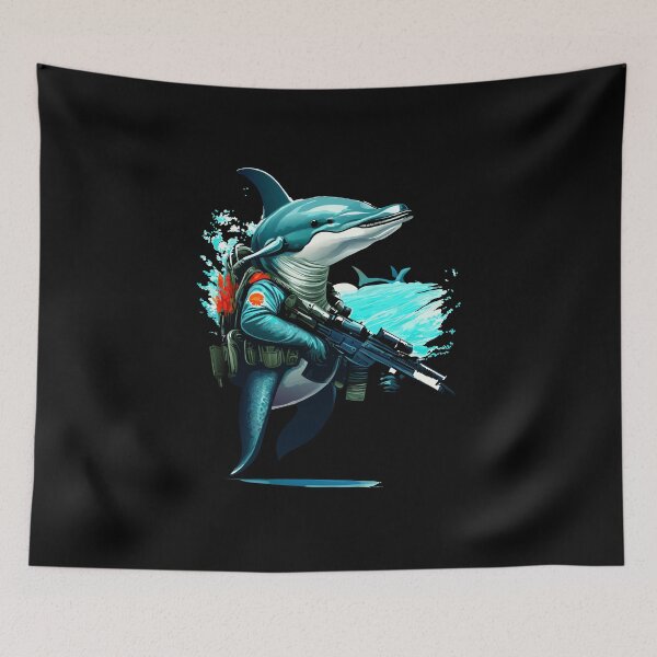 Item preview, A dolphin with a gun. designed and sold by ReneMM.