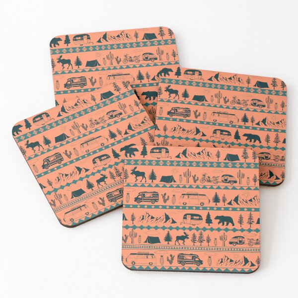 Item preview, Retro Road Trip Seamless Pattern - Desert Pink & Turquois  designed and sold by EcoElsa.