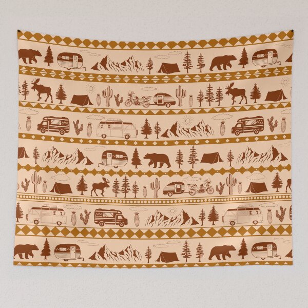 Item preview, Retro Road Trip Seamless Pattern - 60s Browns  designed and sold by EcoElsa.