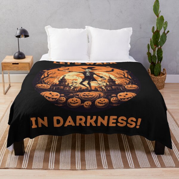 Item preview, Let's Walk In Darkness!! Haunted Trail - Spooky Skeleton With Pumpkins and Bats Heading to a Haunted Mansion designed and sold by Now-IS-Later.