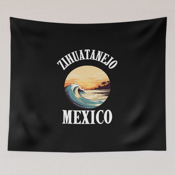 Item preview, Zihuatanejo México Diseño vintage de puesta de sol, surf y palmeras designed and sold by RektRepublic.