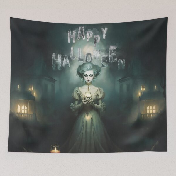 Item preview, the ghost of a girl in a white dress arrives on Halloween night. designed and sold by Dream-Way.