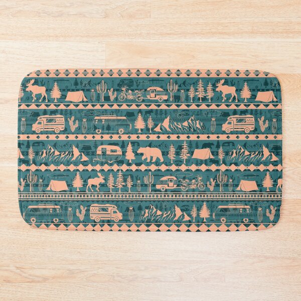 Item preview, Retro Road Trip Seamless Pattern - Turquois & Desert Blush  designed and sold by EcoElsa.