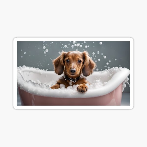 Dachshund, wiener, doxie, long dog, outlets bath, bath art, bath tub, clawfoot, CANVAS, bath soap, bubbles, wash your wiener